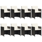 9 Piece Garden Dining Set with Cushions Poly Rattan Black - Top-Down View