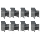 9 Piece Garden Dining Set with Cushions Poly Rattan Grey - Top-Down View
