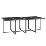 9 Piece Garden Dining Set with Cushions Poly Rattan Grey - Close-Up Angle