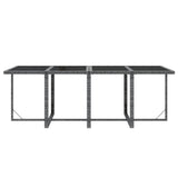 9 Piece Garden Dining Set with Cushions Poly Rattan Grey - Low Angle