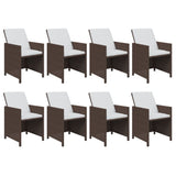 9 Piece Garden Dining Set with Cushions Poly Rattan Brown - Top-Down View
