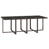 9 Piece Garden Dining Set with Cushions Poly Rattan Brown - Close-Up Angle