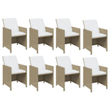 9 Piece Garden Dining Set with Cushions Poly Rattan Beige