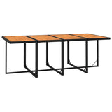 9 Piece Garden Dining Set with Cushions Poly Rattan Black - Rear View