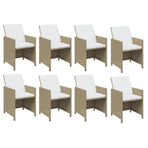 9 Piece Garden Dining Set with Cushions Poly Rattan Beige