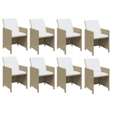 9 Piece Garden Dining Set with Cushions Poly Rattan Beige - Top-Down View