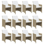 13 Piece Garden Dining Set with Cushions Poly Rattan Beige