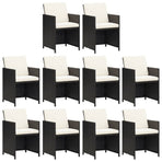 11 Piece Garden Dining Set with Cushions Poly Rattan Black