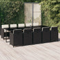 11 Piece Garden Dining Set with Cushions Poly Rattan Black