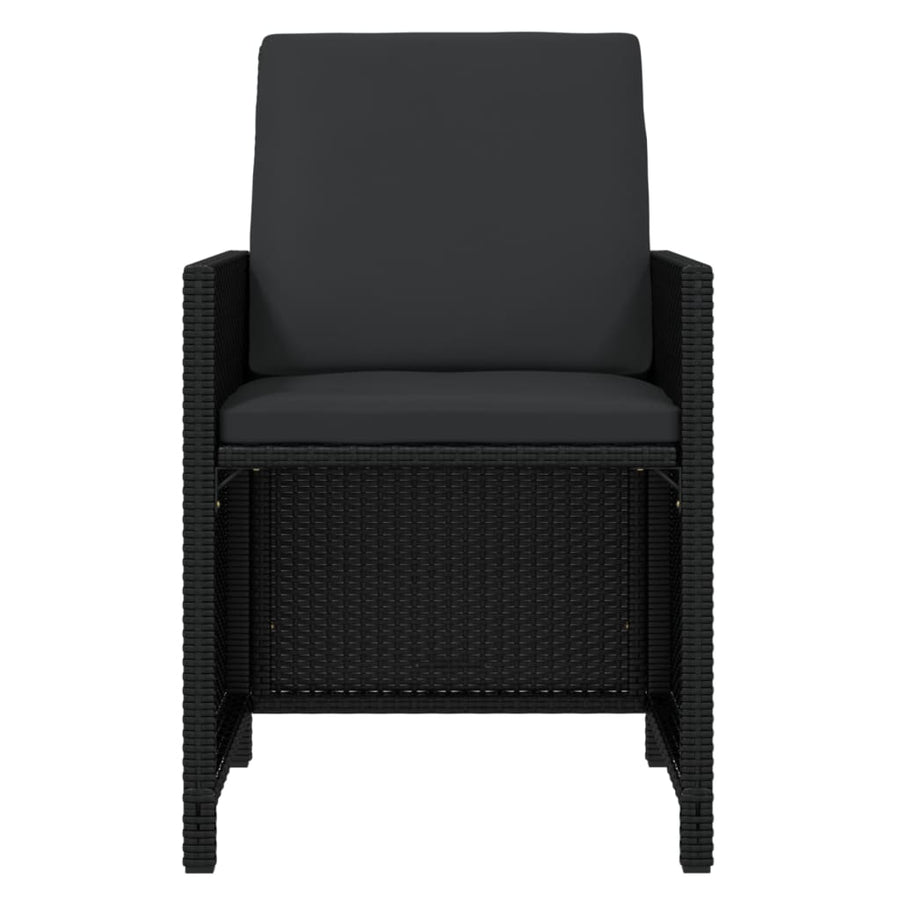 15 Piece Garden Dining Set with Cushions Poly Rattan Black