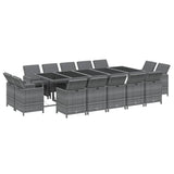 15 Piece Garden Dining Set with Cushions Poly Rattan Grey
