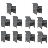 15 Piece Garden Dining Set with Cushions Poly Rattan Grey - Top-Down View