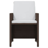 11 Piece Garden Dining Set with Cushions Poly Rattan Brown