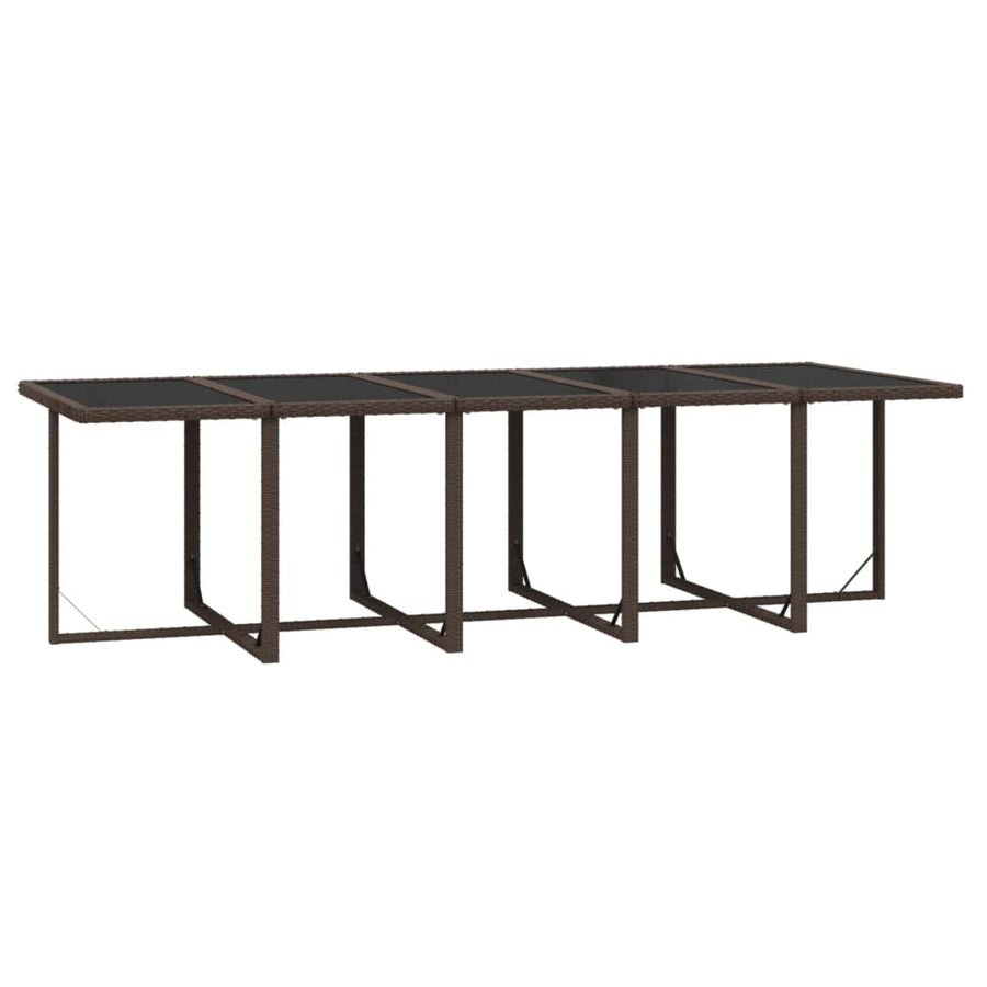 11 Piece Garden Dining Set with Cushions Poly Rattan Brown