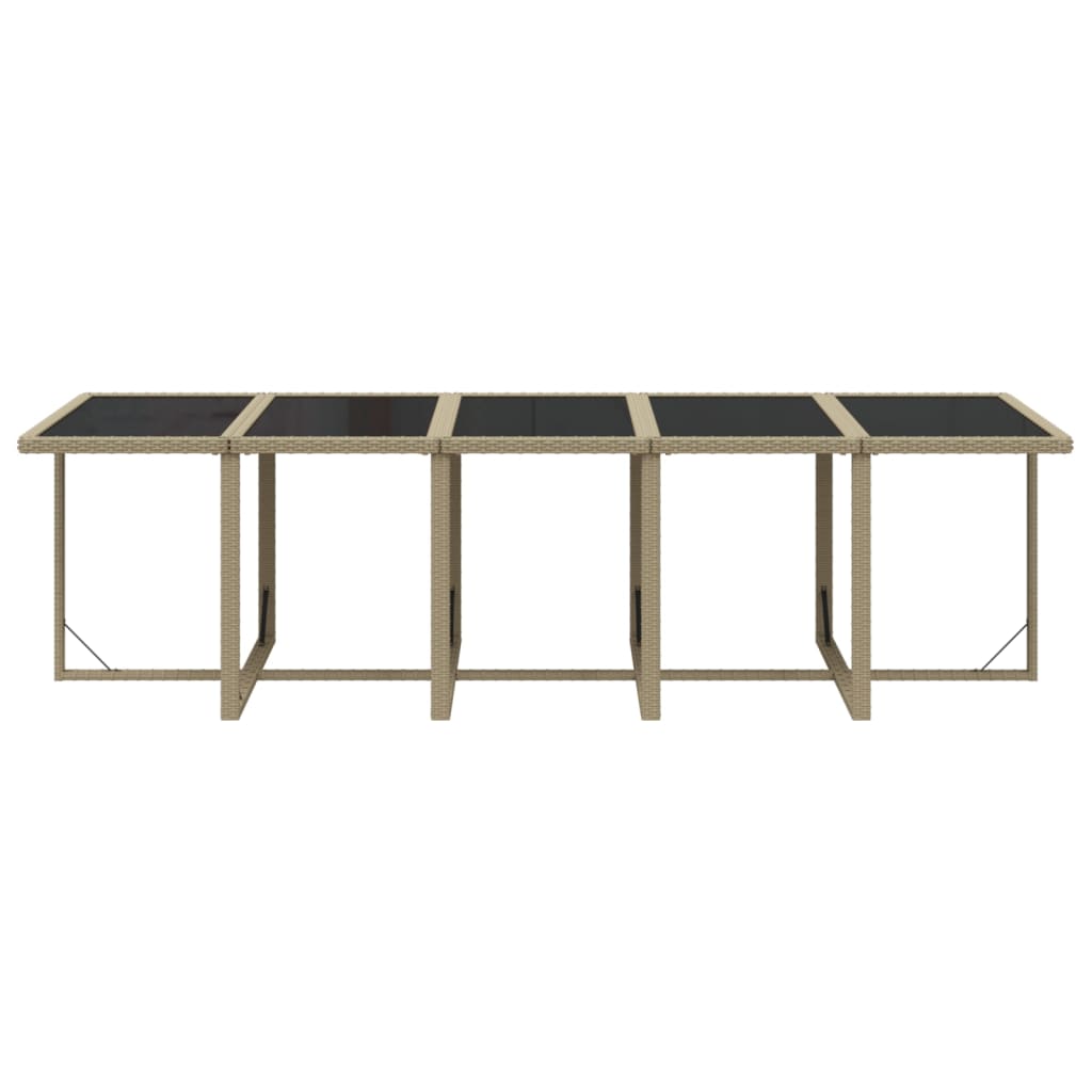 11 Piece Garden Dining Set with Cushions Poly Rattan Beige