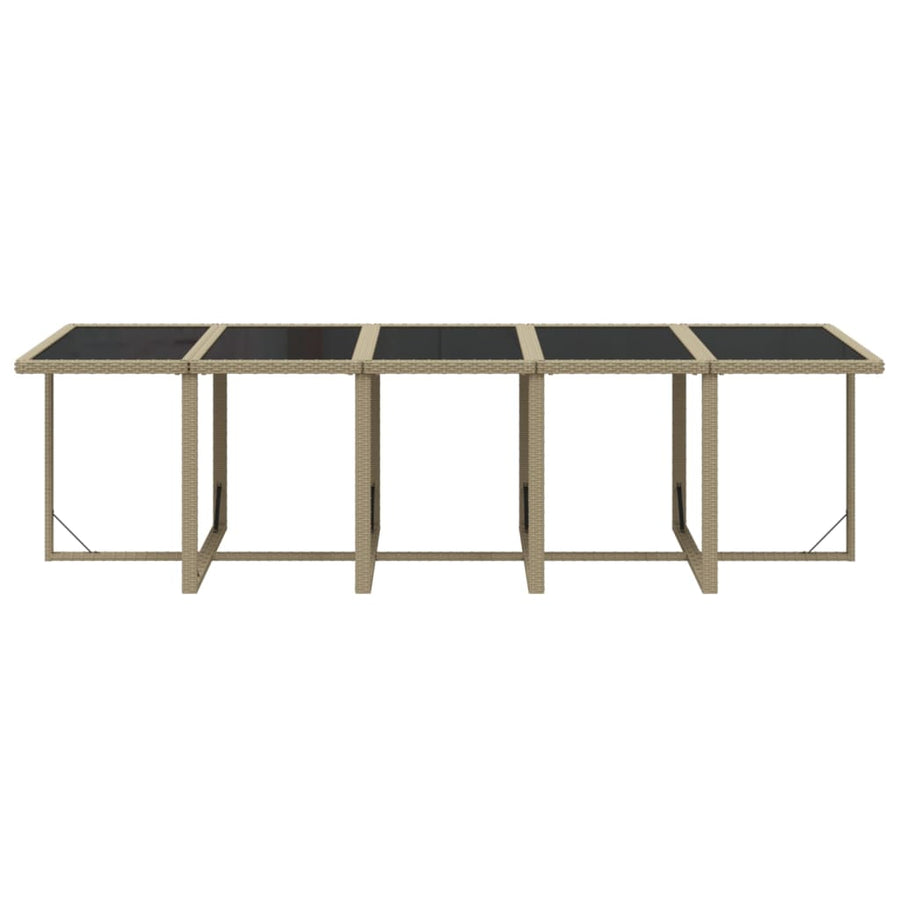 11 Piece Garden Dining Set with Cushions Poly Rattan Beige