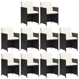 11 Piece Garden Dining Set with Cushions Poly Rattan Black - Top-Down View