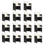 15 Piece Garden Dining Set with Cushions Poly Rattan Black