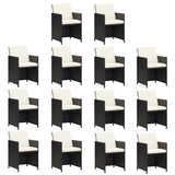 15 Piece Garden Dining Set with Cushions Poly Rattan Black - Top-Down View