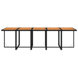15 Piece Garden Dining Set with Cushions Poly Rattan Black - Rear View