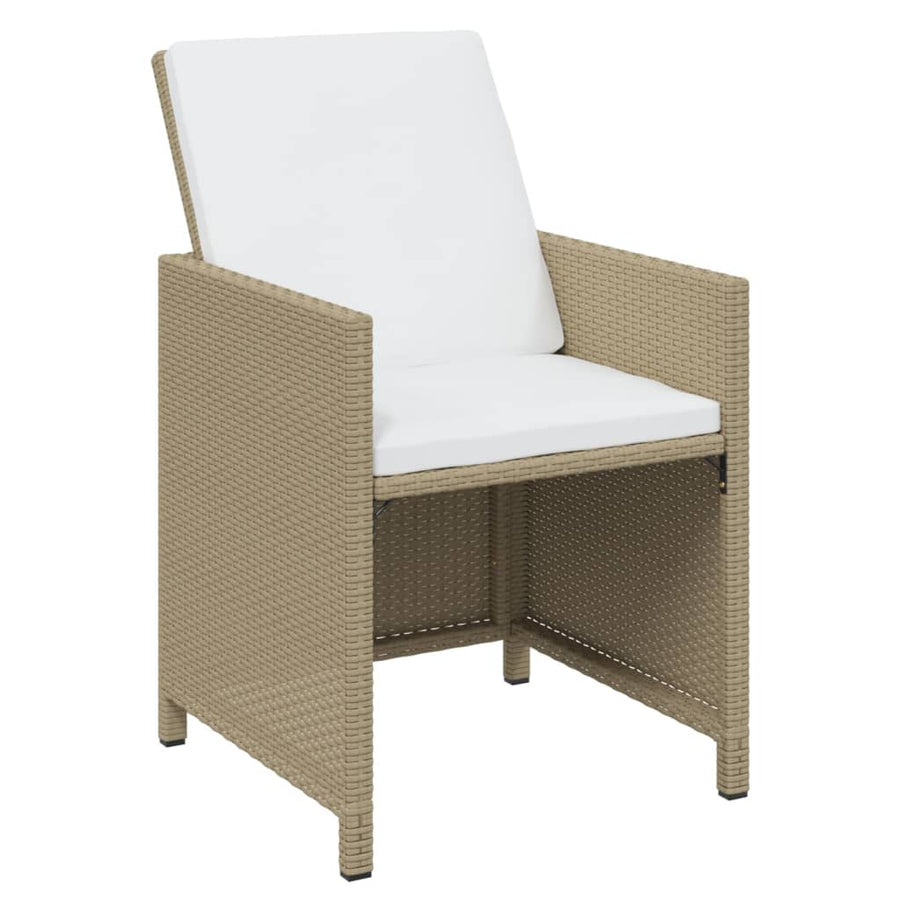 15 Piece Garden Dining Set with Cushions Poly Rattan Beige