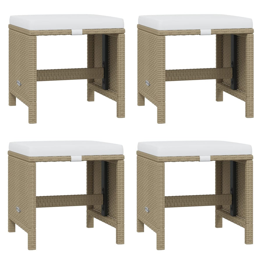 15 Piece Garden Dining Set with Cushions Poly Rattan Beige