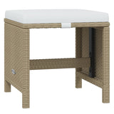 15 Piece Garden Dining Set with Cushions Poly Rattan Beige - Low Angle