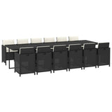 13 Piece Garden Dining Set with Cushions Poly Rattan Black