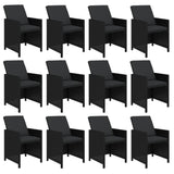 13 Piece Garden Dining Set with Cushions Poly Rattan Black - Top-Down View