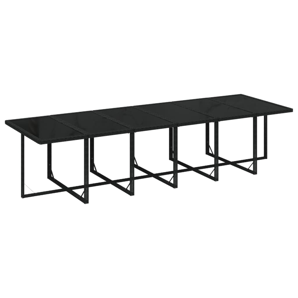 13 Piece Garden Dining Set with Cushions Poly Rattan Black