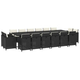 17 Piece Garden Dining Set with Cushions Poly Rattan Black