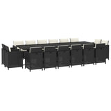 17 Piece Garden Dining Set with Cushions Poly Rattan Black - Side View