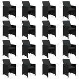 17 Piece Garden Dining Set with Cushions Poly Rattan Black