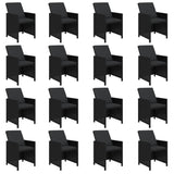 17 Piece Garden Dining Set with Cushions Poly Rattan Black - Top-Down View