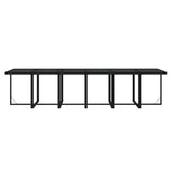 17 Piece Garden Dining Set with Cushions Poly Rattan Black - Low Angle