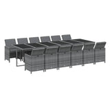 13 Piece Garden Dining Set with Cushions Poly Rattan Grey