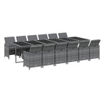 13 Piece Garden Dining Set with Cushions Poly Rattan Grey