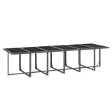 13 Piece Garden Dining Set with Cushions Poly Rattan Grey - Close-Up Angle