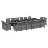 17 Piece Garden Dining Set with Cushions Poly Rattan Grey