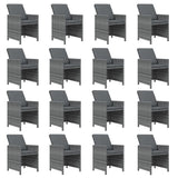 17 Piece Garden Dining Set with Cushions Poly Rattan Grey