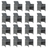 17 Piece Garden Dining Set with Cushions Poly Rattan Grey - Top-Down View