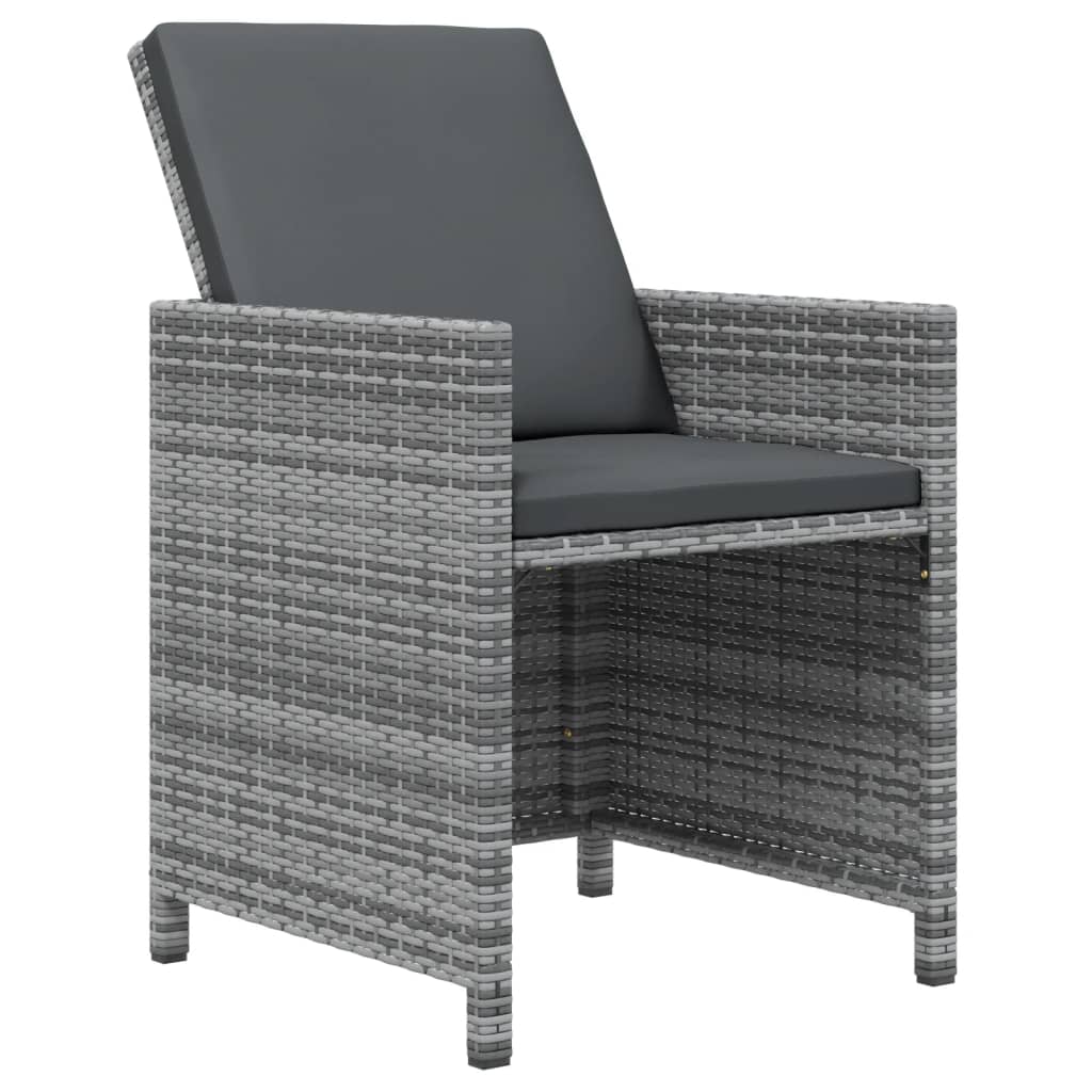 17 Piece Garden Dining Set with Cushions Poly Rattan Grey