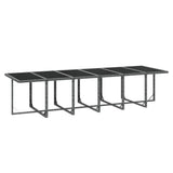 17 Piece Garden Dining Set with Cushions Poly Rattan Grey