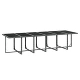 17 Piece Garden Dining Set with Cushions Poly Rattan Grey - Close-Up Angle