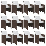 13 Piece Garden Dining Set with Cushions Poly Rattan Brown