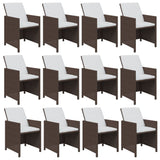13 Piece Garden Dining Set with Cushions Poly Rattan Brown - Top-Down View