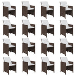 17 Piece Garden Dining Set with Cushions Poly Rattan Brown