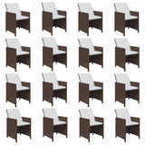 17 Piece Garden Dining Set with Cushions Poly Rattan Brown - Top-Down View