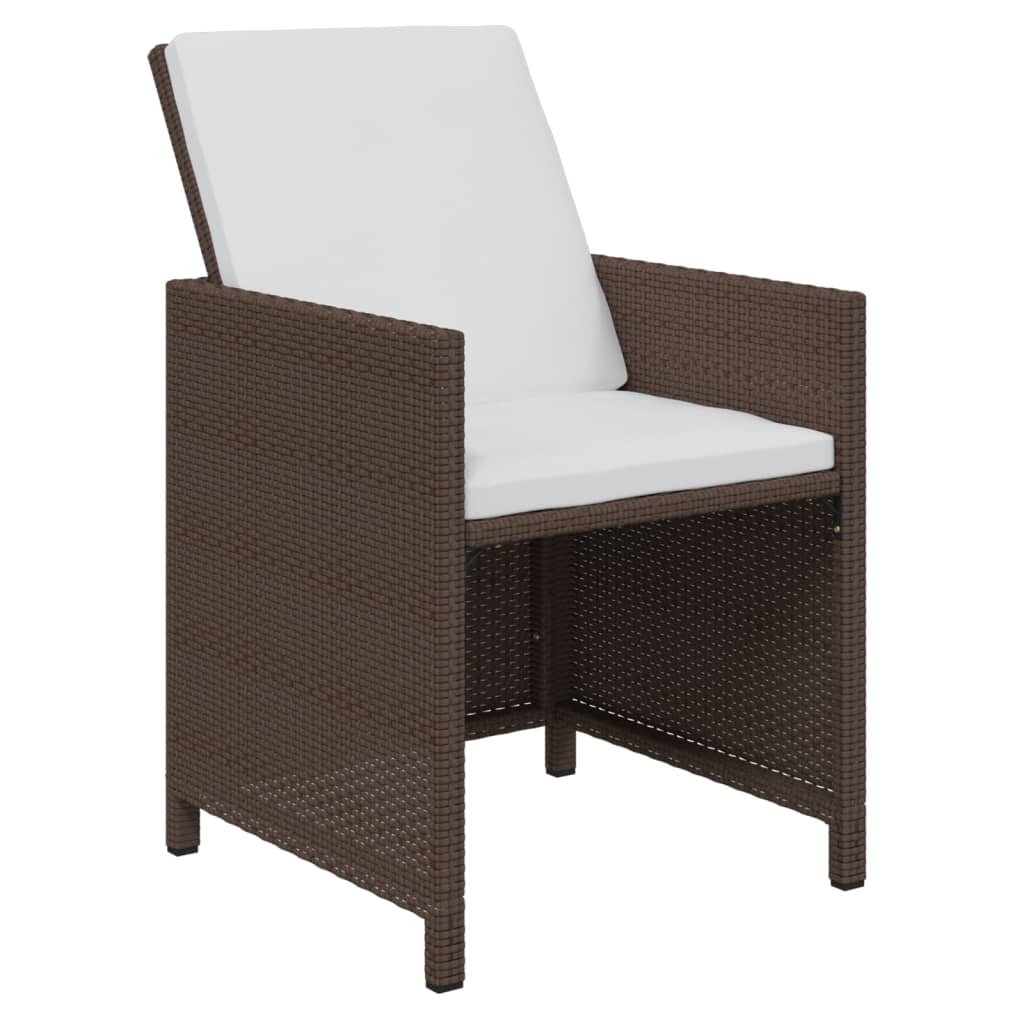 17 Piece Garden Dining Set with Cushions Poly Rattan Brown