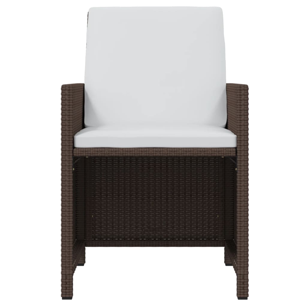 17 Piece Garden Dining Set with Cushions Poly Rattan Brown